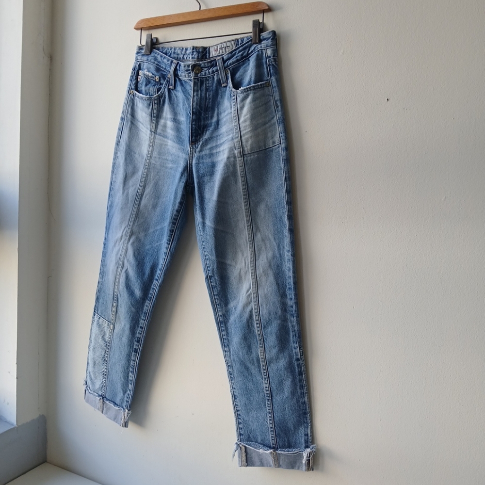 AG The Phoebe Patchwork Tapered Leg Jeans Women's 27 - Picture 2 of 6